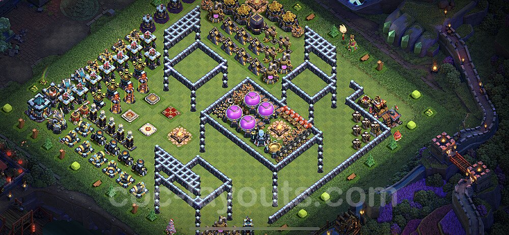 TH13 Funny Troll Base Plan with Link, Copy Town Hall 13 Art Design 2023, #48