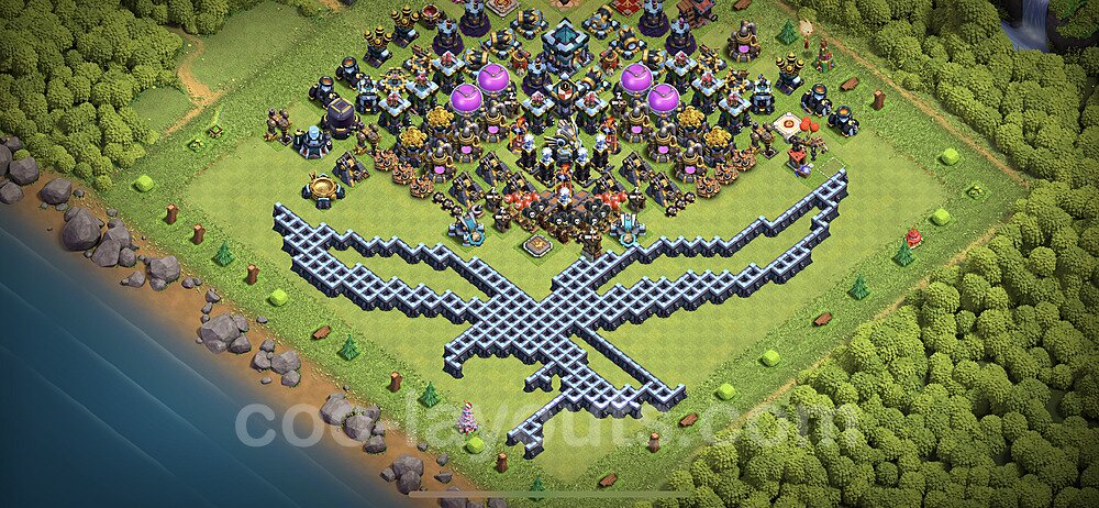 TH13 Funny Troll Base Plan with Link, Copy Town Hall 13 Art Design 2023, #5