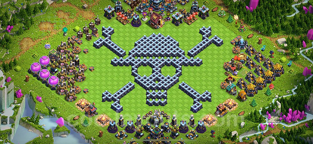 TH13 Funny Troll Base Plan with Link, Copy Town Hall 13 Art Design 2025, #53