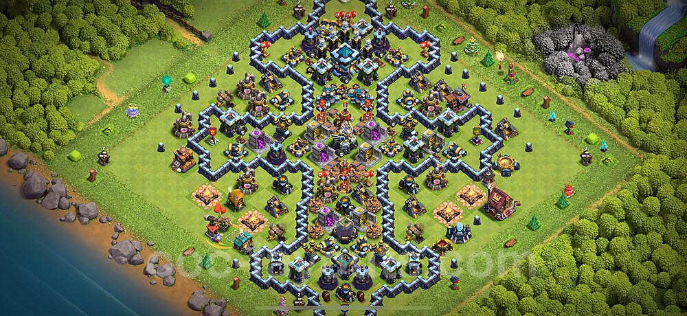 TH13 Funny Troll Base Plan with Link, Copy Town Hall 13 Art Design 2025, #54