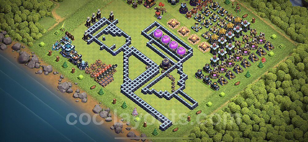 TH13 Funny Troll Base Plan with Link, Copy Town Hall 13 Art Design 2021, #6