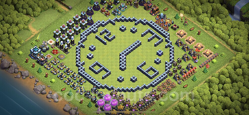 TH13 Funny Troll Base Plan with Link, Copy Town Hall 13 Art Design 2023, #7