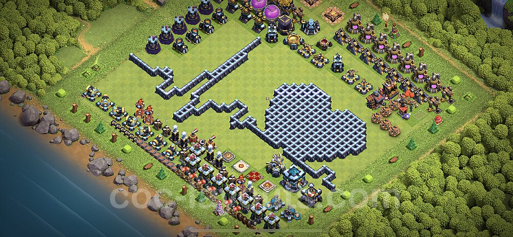 TH13 Funny Troll Base Plan with Link, Copy Town Hall 13 Art Design 2021, #8