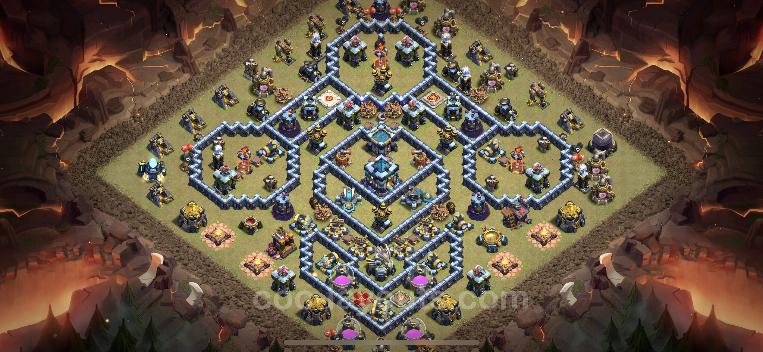 Best Anti 2 Stars War Base TH13 with Link, Anti Air / Electro Dragon - Town...