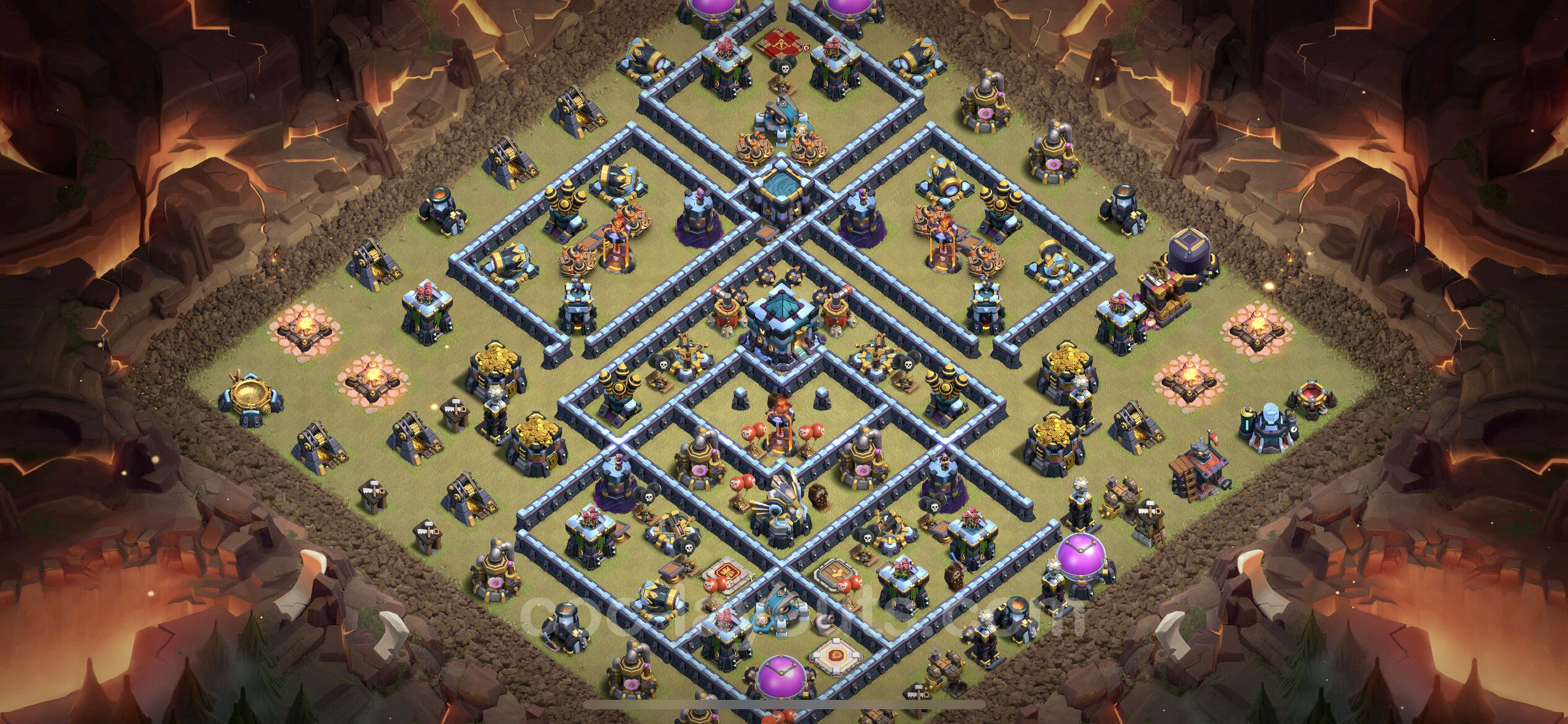 Best Anti 2 Stars War Base Th13 With Link Anti Air Electro Dragon