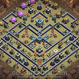 TH13 War Base Plan with Link, Anti 3 Stars, Anti Air / Electro Dragon, Copy Town Hall 13 CWL Design 2023, #17