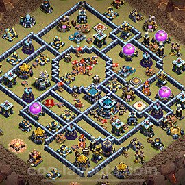 TH13 Anti 3 Stars CWL War Base Plan with Link, Copy Town Hall 13 Design 2024, #254