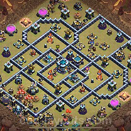 Diseño de aldea para Guerra Ayuntamiento 13 Copiar, Anti Aire / Electro Dragón, Híbrido - COC TH13 Perfecta Distribucion 2025 + Enlace - #261
