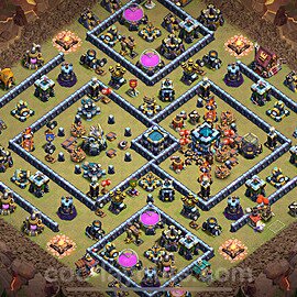 Diseño de aldea para Guerra Ayuntamiento 13 Copiar, Anti Aire / Electro Dragón, Híbrido - COC TH13 Perfecta Distribucion 2025 + Enlace - #269