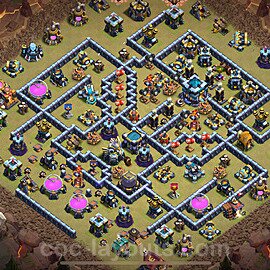 TH13 Anti 3 Stars CWL War Base Plan with Link, Anti Air / Electro Dragon, Copy Town Hall 13 Design 2025, #292