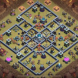 TH13 Anti 3 Stars CWL War Base Plan with Link, Anti Air / Electro Dragon, Copy Town Hall 13 Design 2026, #298