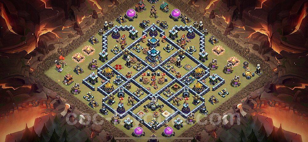 Die Anti 2 Sterne Clan War Base RH13 + Link, Anti Alles 2024 - COC Rathaus Level 13 Kriegsbase (CK / CW) - #249