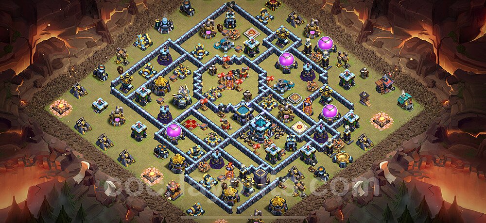 TH13 Anti 3 Stars CWL War Base Plan with Link, Copy Town Hall 13 Design 2024, #254