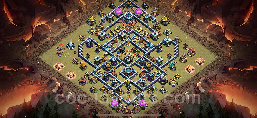 TH13 War Base Plan with Link, Anti Everything, Copy Town Hall 13 CWL Design 2025, #256