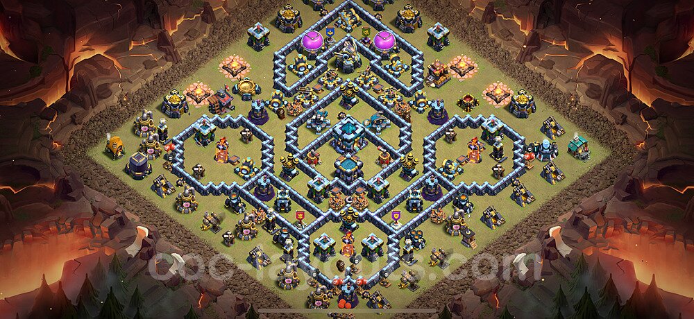 TH13 Anti 2 Stars CWL War Base Plan with Link, Anti Air / Electro Dragon, Copy Town Hall 13 Design 2025, #257