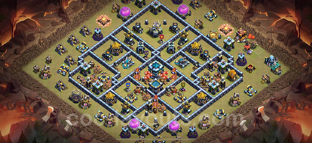 TH13 Anti 2 Stars CWL War Base Plan with Link, Copy Town Hall 13 Design 2025, #260