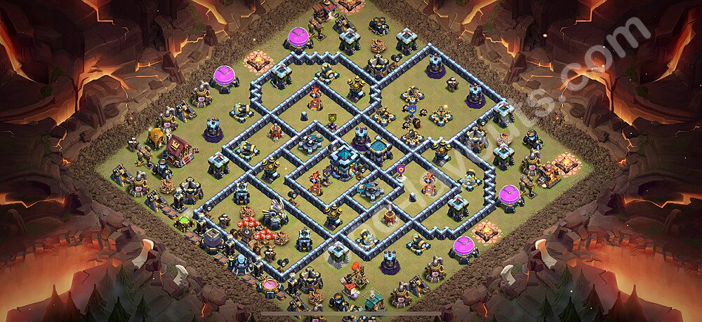 Die Clan War Base RH13 + Link, Anti Air / Electro Dragon, Hybrid 2026 - COC Rathaus Level 13 Kriegsbase (CK / CW) - #261