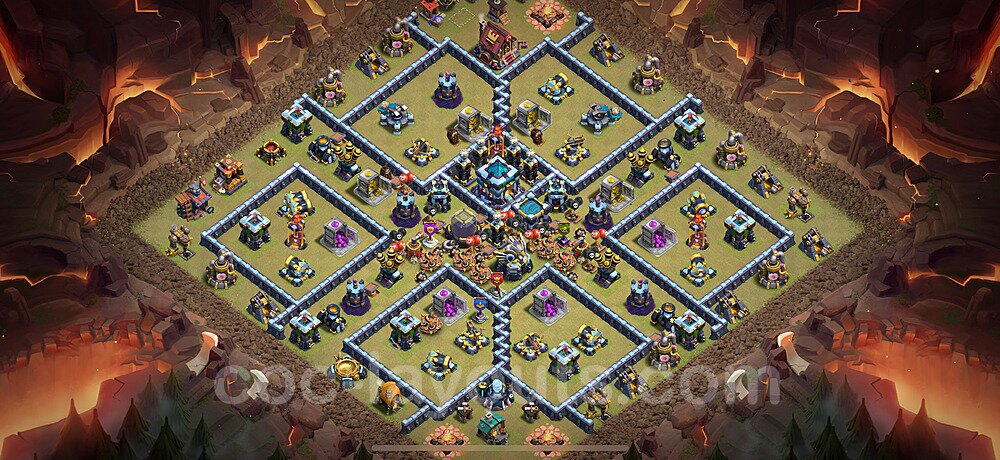 TH13 Anti 2 Stars CWL War Base Plan with Link, Hybrid, Copy Town Hall 13 Design 2025, #263