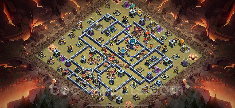 TH13 Anti 3 Stars CWL War Base Plan with Link, Copy Town Hall 13 Design 2025, #264