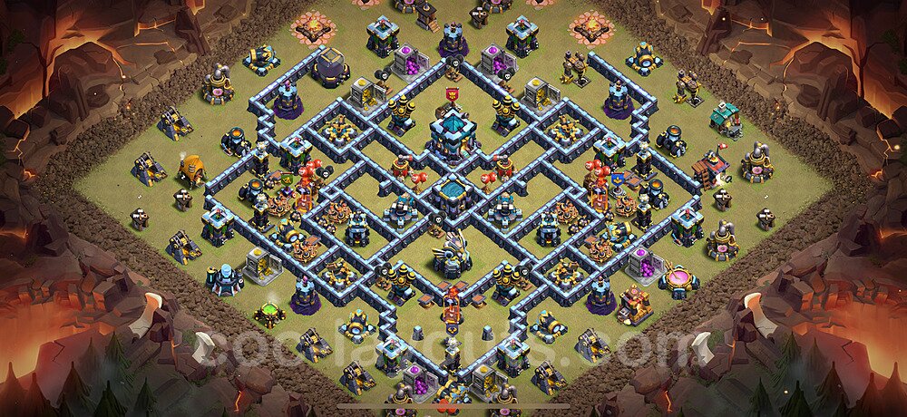 Diseño de aldea para Guerra Anti 2 Estrellas Ayuntamiento 13 Copiar, Anti Todo - COC TH13 Perfecta Distribucion 2025 + Enlace - #265