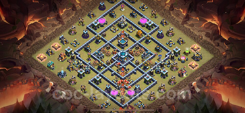 TH13 Anti 3 Stars CWL War Base Plan with Link, Hybrid, Copy Town Hall 13 Design 2025, #267