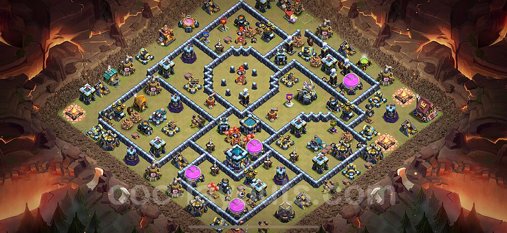 TH13 Anti 3 Stars CWL War Base Plan with Link, Copy Town Hall 13 Design 2025, #268