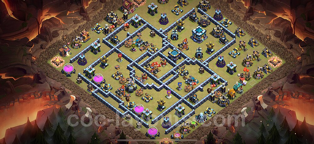 Diseño de aldea para Guerra Anti 3 Estrellas Ayuntamiento 13 Copiar - COC TH13 Perfecta Distribucion 2025 + Enlace - #273