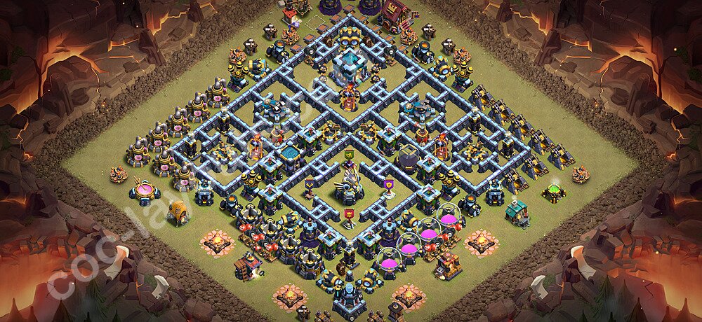 TH13 War Base Plan with Link, Anti Everything, Copy Town Hall 13 CWL Design 2026, #300