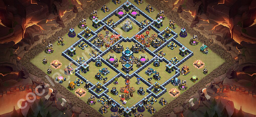 TH13 Anti 3 Stars CWL War Base Plan with Link, Hybrid, Copy Town Hall 13 Design 2026, #304