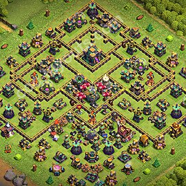 Diseño de aldea Anti Todo Ayuntamiento 14 Copiar - COC TH14 Perfecta Distribucion 2026 + Enlace - #100
