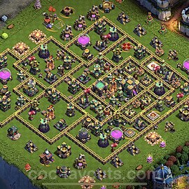 TH14 Anti 3 Stars Base Plan with Link, Copy Town Hall 14 Base Design 2022, #43