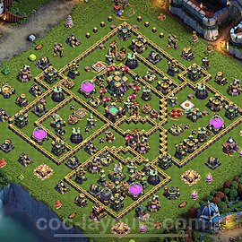 TH14 Anti 3 Stars Base Plan with Link, Copy Town Hall 14 Base Design 2022, #44