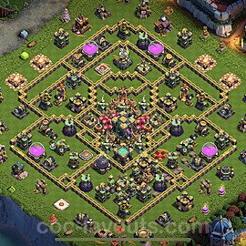 Diseño de aldea Anti 3 Estrellas Ayuntamiento 14 Copiar, Híbrido - COC TH14 Perfecta Distribucion 2023 + Enlace - #52