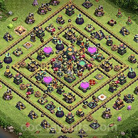 TH14 Anti 2 Stars Base Plan with Link, Copy Town Hall 14 Base Design 2023, #57