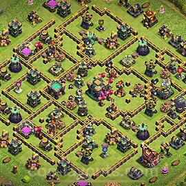 Top Anti P.E.K.K.A / Golem Base HDV 14 + Lien (Link) 2025 - Hôtel de Ville 14 Défense Base Copier - #73