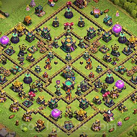 TH14 Anti 3 Stars Base Plan with Link, Hybrid, Copy Town Hall 14 Base Design 2025, #76