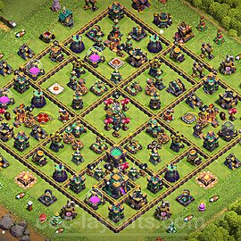 TH14 Trophy Base Plan with Link, Anti Air / Electro Dragon, Copy Town Hall 14 Base Design 2023, #9