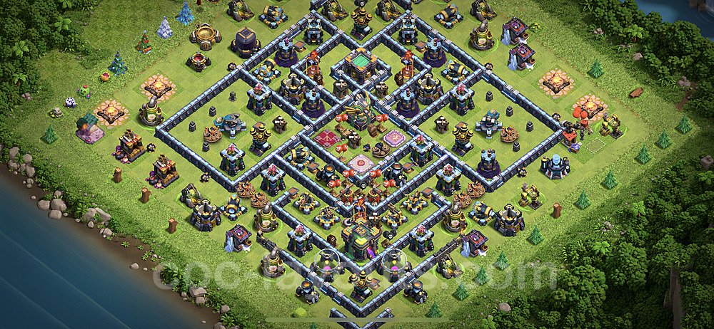TH14 Trophy Base Plan with Link, Anti Everything, Copy Town Hall 14 Base Design 2021, #1
