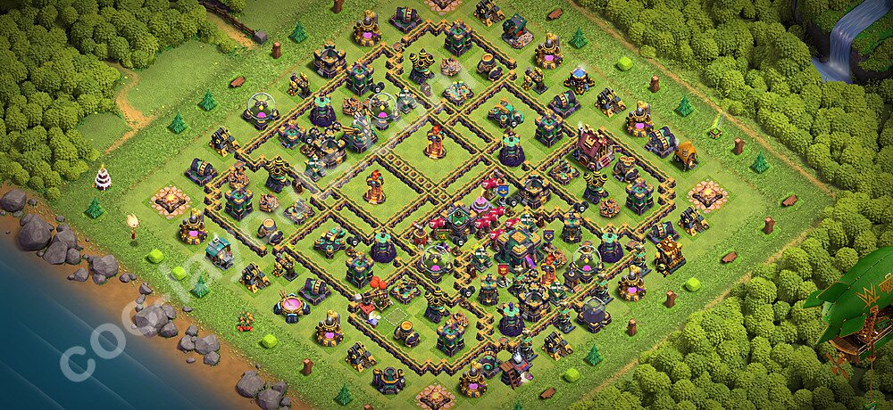 TH14 Anti 3 Stars Base Plan with Link, Copy Town Hall 14 Base Design 2026, #102