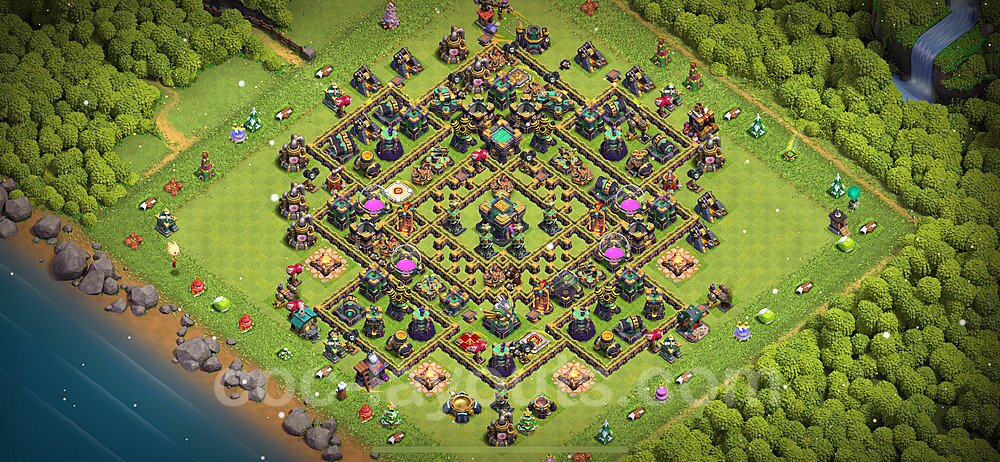 TH14 Anti 3 Stars Base Plan with Link, Legend League, Copy Town Hall 14 Base Design 2021, #15