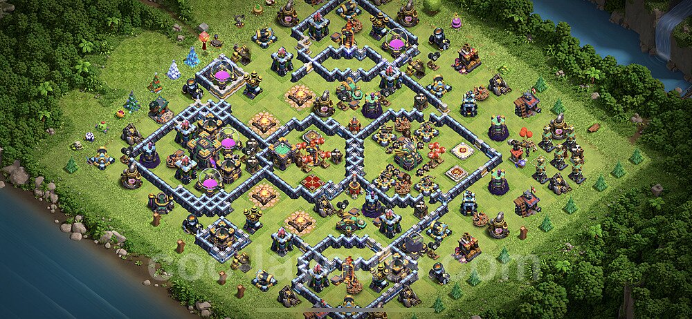 Anti Everything TH14 Base Plan with Link, Hybrid, Copy Town Hall 14 Design, #24