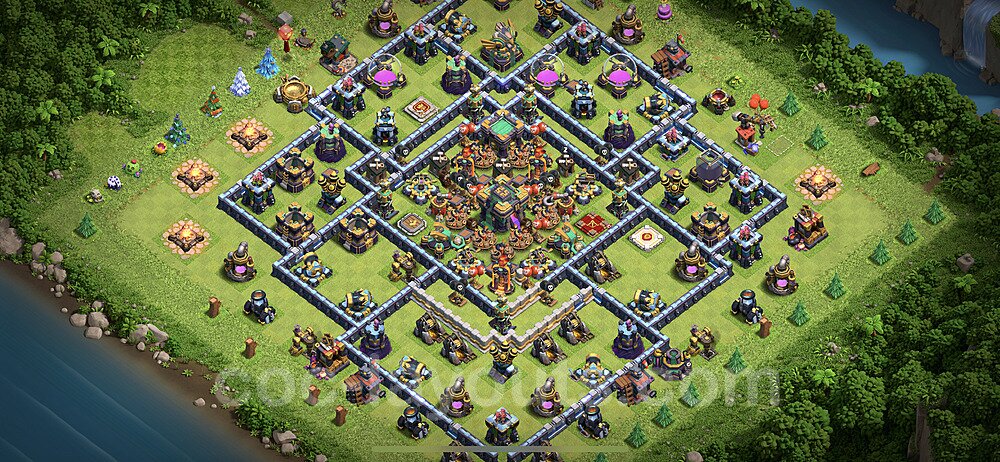 Anti Everything TH14 Base Plan with Link, Hybrid, Copy Town Hall 14 Design, #25