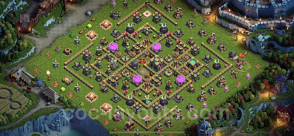 TH14 Anti 2 Stars Base Plan with Link, Legend League, Copy Town Hall 14 Base Design 2022, #32