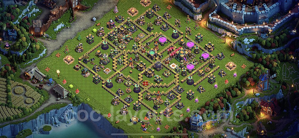 Anti Everything TH14 Base Plan with Link, Hybrid, Copy Town Hall 14 Design 2022, #45
