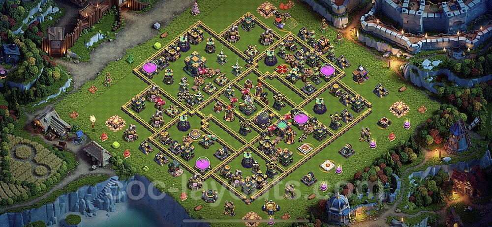TH14 Anti 3 Stars Base Plan with Link, Anti Everything, Copy Town Hall 14 Base Design 2023, #48