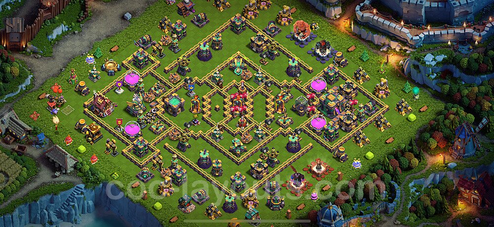Anti Everything TH14 Base Plan with Link, Hybrid, Copy Town Hall 14 Design 2025, #53