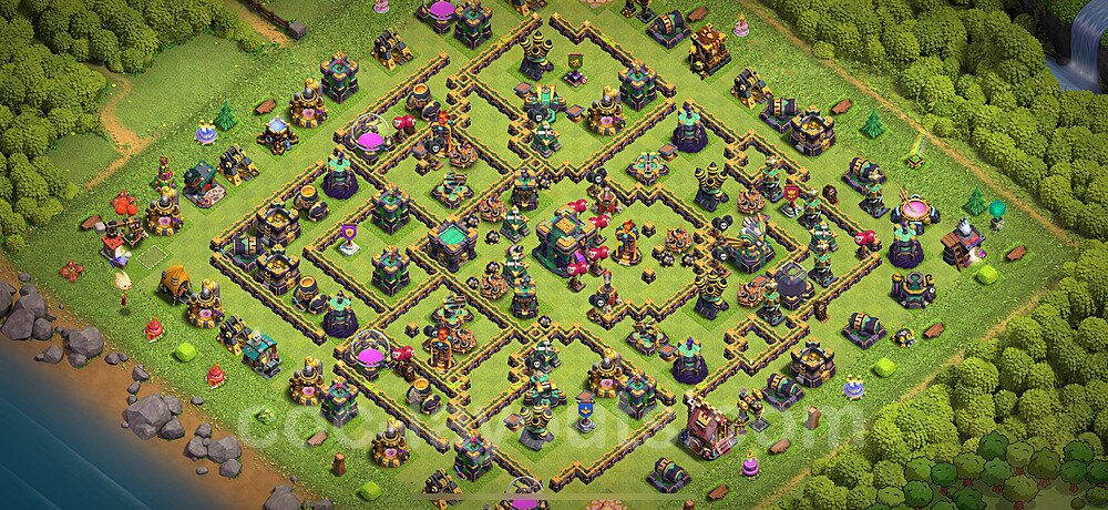 Top Anti P.E.K.K.A / Golem Base HDV 14 + Lien (Link) 2025 - Hôtel de Ville 14 Défense Base Copier - #73