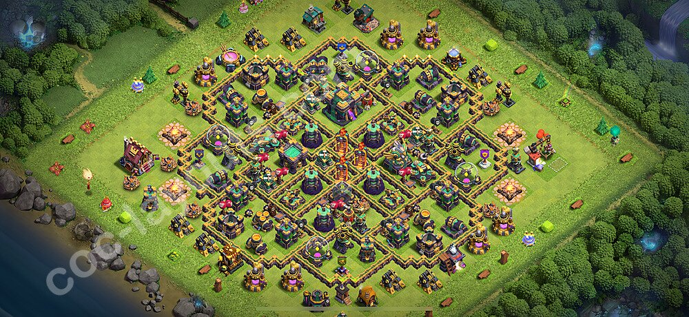 Anti Everything TH14 Base Plan with Link, Hybrid, Copy Town Hall 14 Design 2025, #75