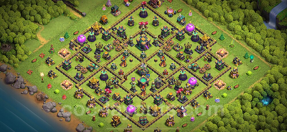 TH14 Anti 3 Stars Base Plan with Link, Hybrid, Copy Town Hall 14 Base Design 2025, #76