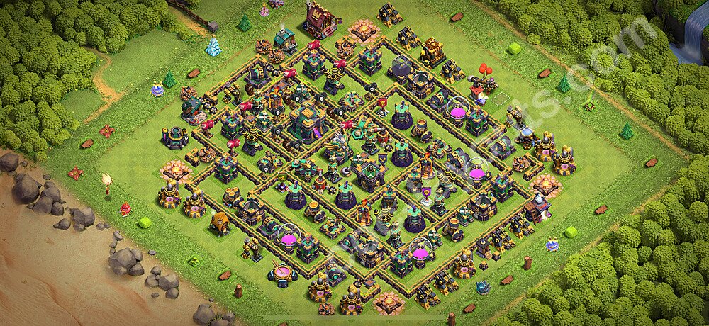 Ustawienie bazy do obrony TH14 z linkiem, Hybrydowy - Ratusz poziom 14 - COC 2026 - #77